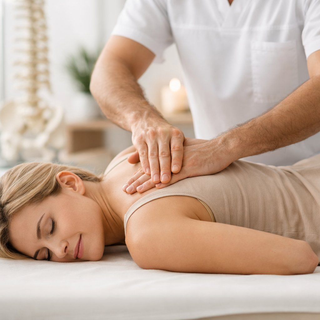 Osteopathische Behandlung im Heilzentrum Beregov München – Therapeut behandelt Patientin am Rücken